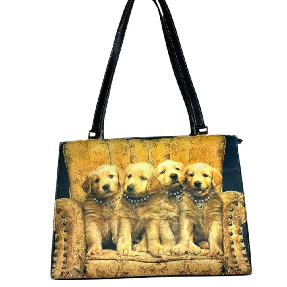 Golden Retriever Puppy Print Tote Bag Dog Lover Purse